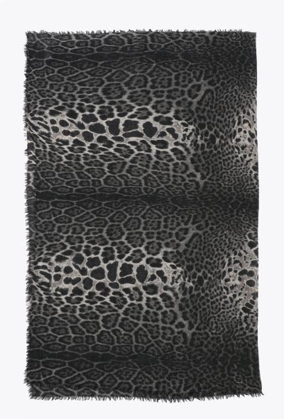 Saint Laurent Frayed Leopard Print Scarf - 1 Saint Laurent Frayed Leopard Print Scarf - 1