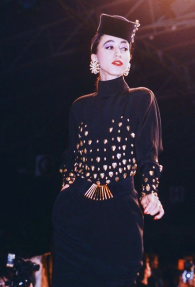                                         RARE Karl Lagerfeld F/W 1986 Adorned Silk Dress-2