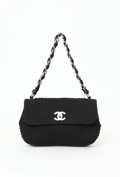 Chanel Black Jersey Timeless Flap Bag - 1