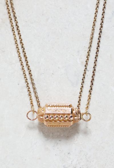                                         Antique 18k Gold Barrel Clasp Necklace-2