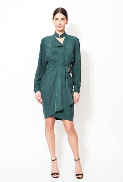 Thierry Mugler Early '90s Asymmetrical Buckled Silk Dress - 2