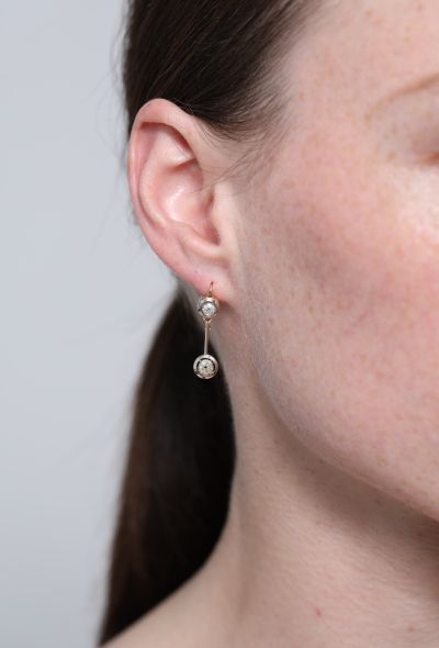                                         Art Deco 18k Gold & Diamond Earrings-2