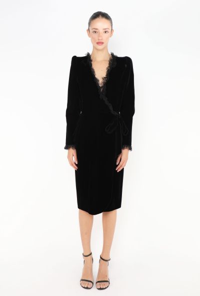 Saint Laurent F/W 2020 Lace Trim Velvet Dress - 1 Saint Laurent F/W 2020 Lace Trim Velvet Dress - 1
