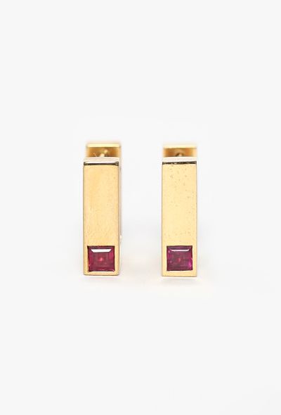 Céline 18K Yellow Gold & Rubies Square Sentimental Earrings - 1
