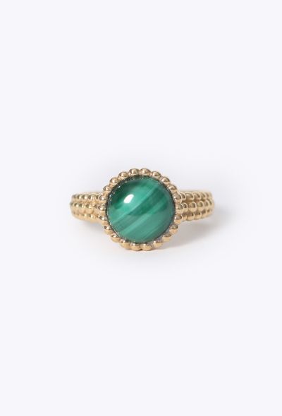 Van Cleef & Arpels 18K Yellow Gold Perlée Malachite Ring - 1