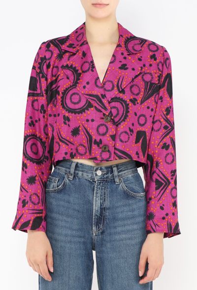 Saint Laurent '80s Abstract Linen Jacket - 1 Saint Laurent '80s Abstract Linen Jacket - 1