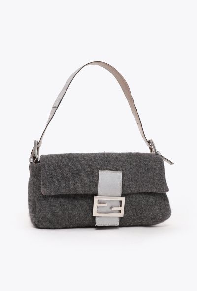 Fendi Vintage Cashmere & Lizard Baguette Bag - 2
