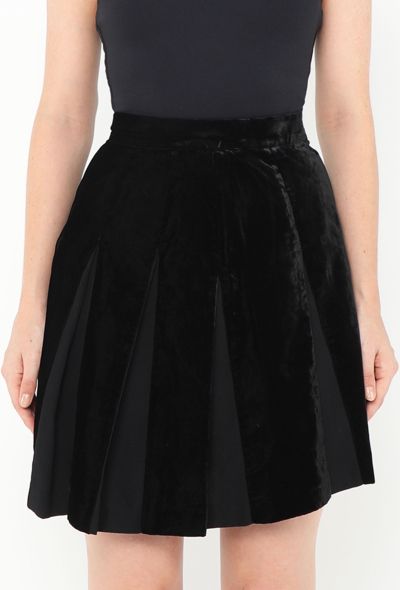Thierry Mugler '80s Velvet Pleated Skirt - 2