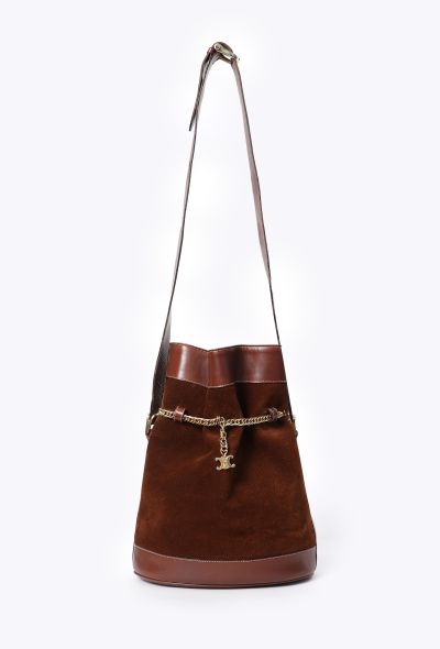 Céline Vintage Suede Triomphe Bucket Bag - 1