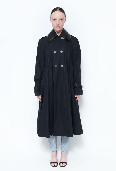                                         Flared Leather Collar Trench -1