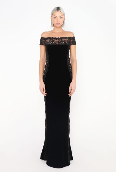 Azzaro Chantilly Off-Shoulder Velvet Gown - 2