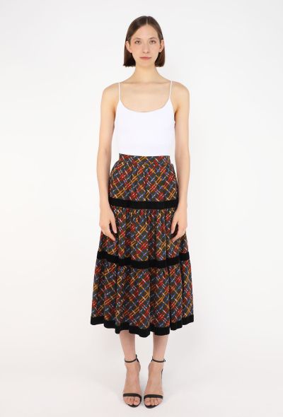 Saint Laurent Velvet Trim Peasant Skirt, F/W 1983 - 1