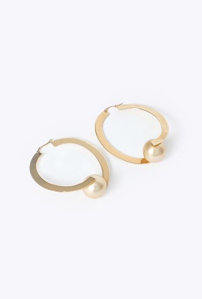 Céline 2014 Flat Hoop Pearl Earrings - 2