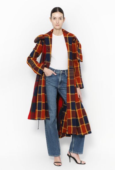 Loewe 2020 Asymmetrical Checkered Coat - 1
