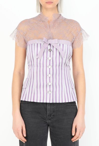 Alexander McQueen 2005 Striped Chantilly Blouse - 1