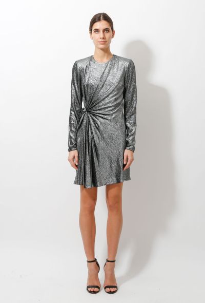                             2018 Silver Lamè Draped Dress - 1