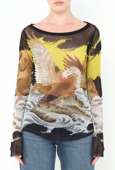 Jean Paul Gaultier 1999 Soleil Mesh Eagle Print Top - 1 Jean Paul Gaultier 1999 Soleil Mesh Eagle Print Top - 1