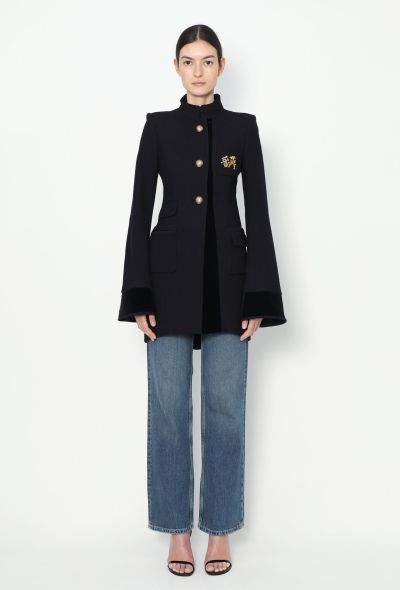 Balenciaga 2007 Embossed Velvet Trim Coat - 1 Balenciaga 2007 Embossed Velvet Trim Coat - 1