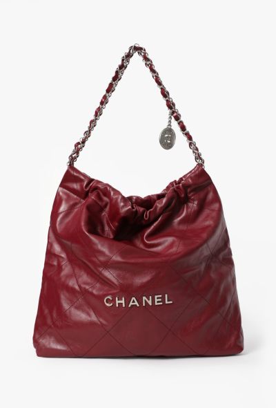 Chanel Burgundy 22 Large Quilted Hobo Bag - 1