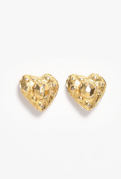Christian Lacroix Vintage Sculpted Heart Clip Earrings - 1