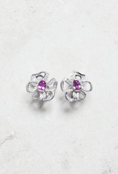                                         18k Gold, Pink Sapphire &amp; Diamond Earrings-1