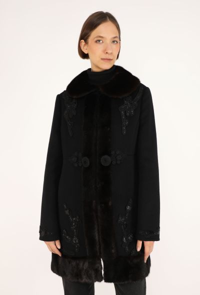 Prada Mink Trim Embroidered Coat, 2004 - 1