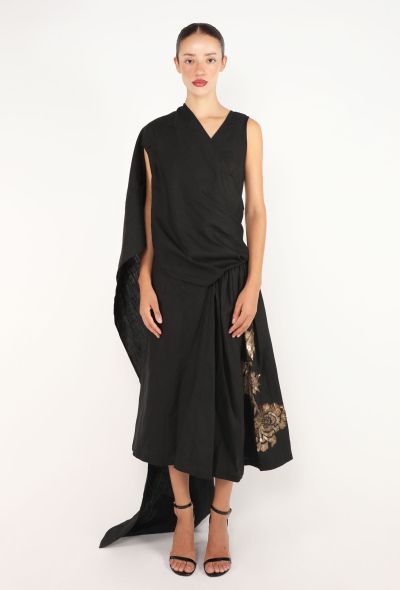 Dries Van Noten Draped Embroidered Linen Dress, S/S 2000 - 1