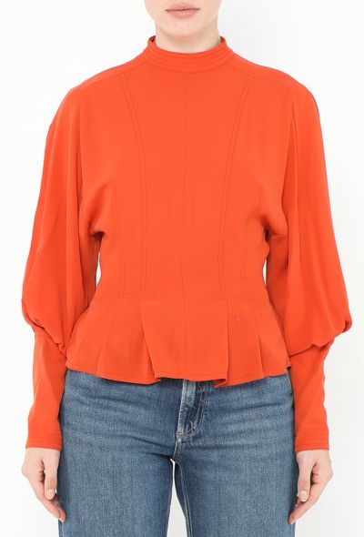 Céline Peplum Silk Blouse - 1