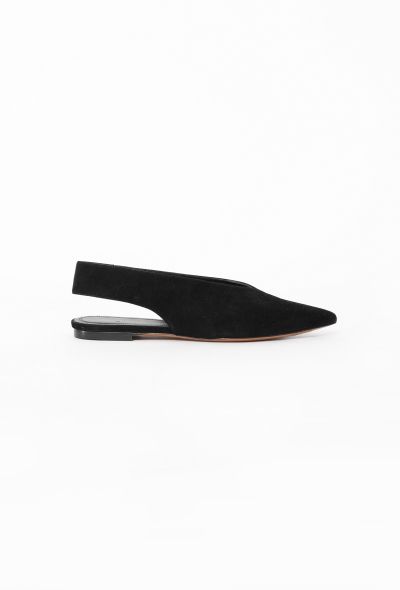 Céline Pointed Suede Slingback Flats - 1