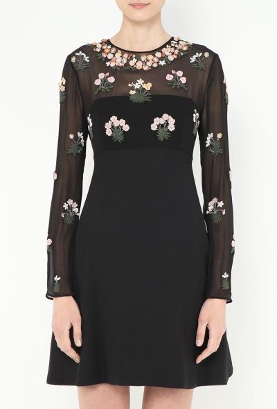 Valentino Floral Beaded A-Line Dress - 2 Valentino Floral Beaded A-Line Dress - 2