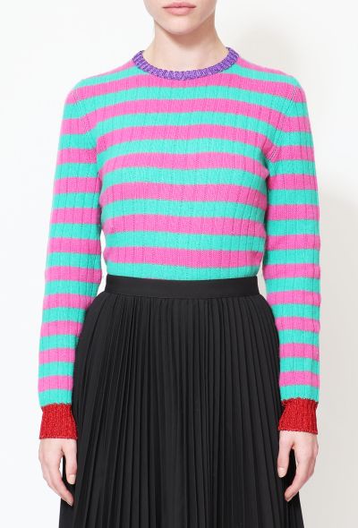                             Metallic Striped Cashmere Sweater - 1