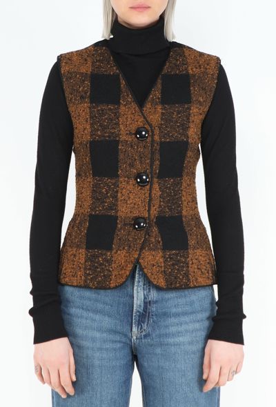 Odicini '90s Plaid Velvet Vest - 1