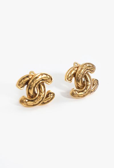Chanel 'CC' Quilted Clip Earrings - 2