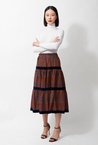 Saint Laurent 70s Velvet Trim Peasant Skirt - 1