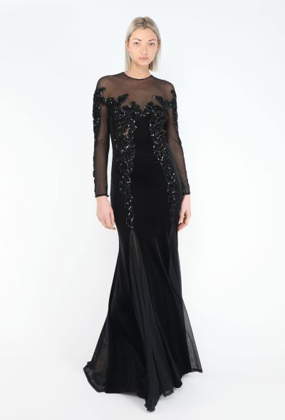Azzaro STUNNING '70s Embellished Pistile Velvet Gown - 1