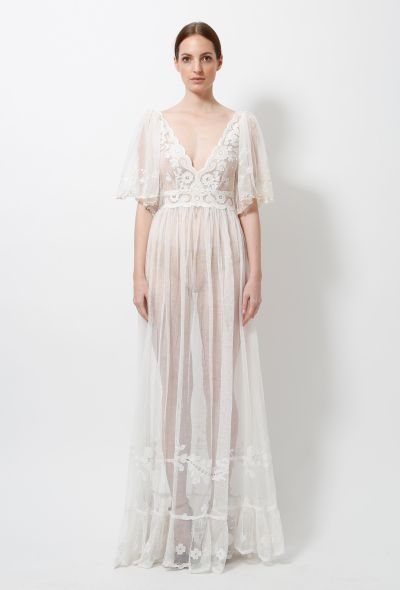                                         Embroidered Antique Tulle Lace Dress-1