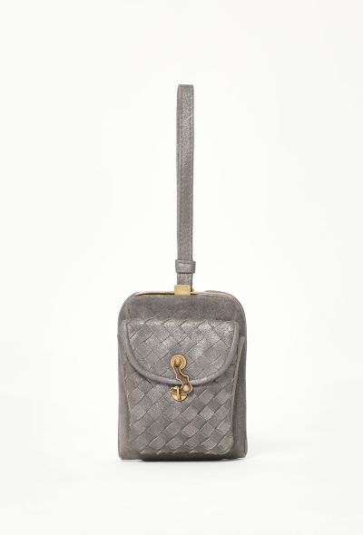 Bottega Veneta Silver Intrecciato Mini Clutch - 1 Bottega Veneta Silver Intrecciato Mini Clutch - 1