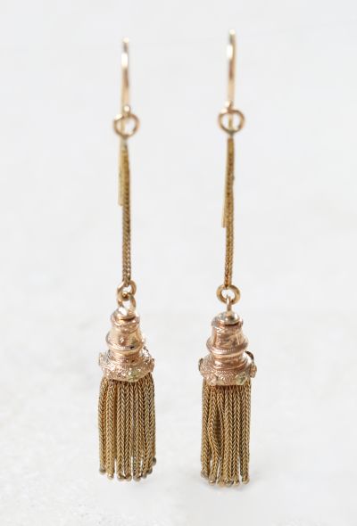                                         Antique 18k Gold Tassel Earrings-1