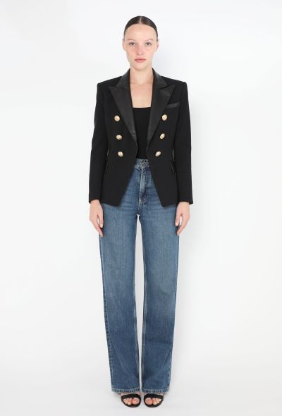 Balmain 2019 Tailored Leather Trim Blazer - 2