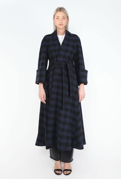 Dior F/W 2017 Checkered Belted Robe Coat - 1