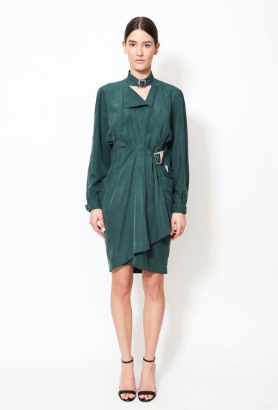 Thierry Mugler Early '90s Asymmetrical Buckled Silk Dress - 1