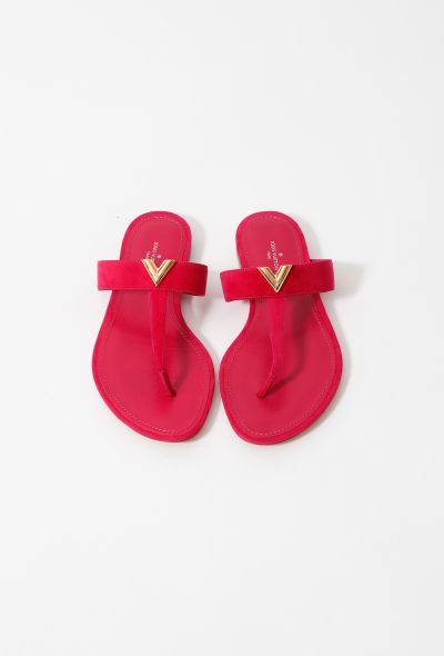 Louis Vuitton Pink Suede Bahina Thong Sandals Size 5.5/36