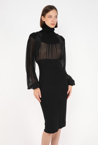 Gianfranco Ferré Chiffon Ribbed Dress, 1990s - 1