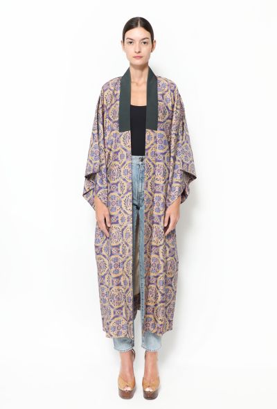 World Treasures Authentic Geometric Floral Kimono - 1