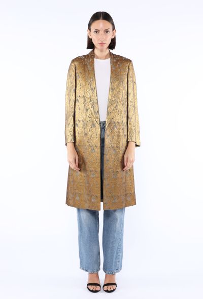 Dries Van Noten Ravik Metallic Jacquard Belted Coat - 2