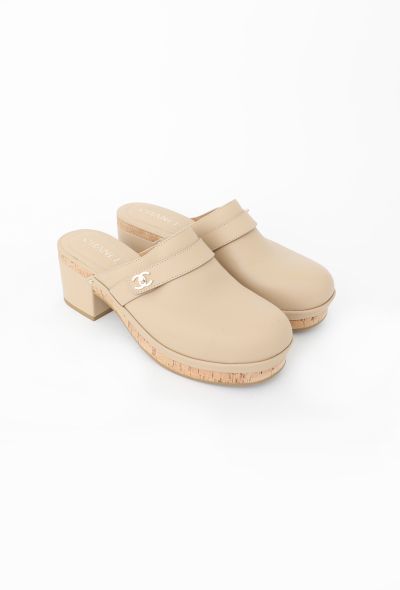 Chanel 2021 Turnlock Leather Clogs - 2