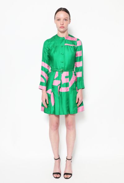                                         Hanae Mori '70s Belted Twill Dress-1