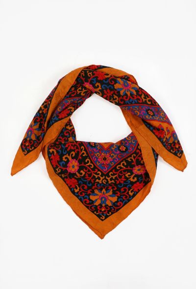 Saint Laurent Vintage Floral Silk Jacquard Scarf - 2