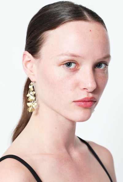                             18k Yellow Gold Ginkgo Leaf Earrings - 2