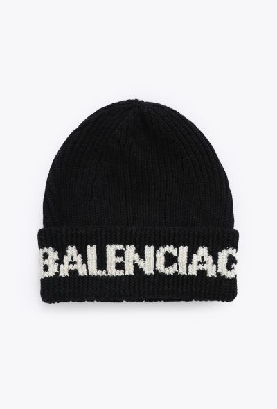 Balenciaga 2021 Ribbed Knit Logo Beanie - 1 Balenciaga 2021 Ribbed Knit Logo Beanie - 1